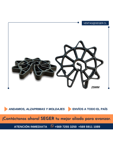 SEPARADOR RUEDA PLÁSTICO 25MM PARA MOLDAJE