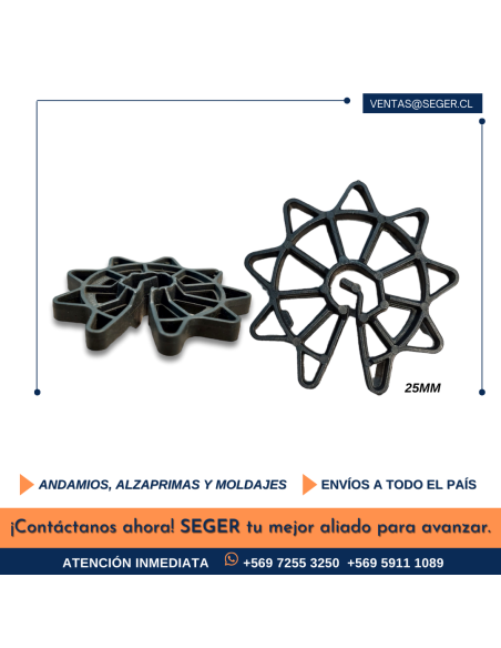 SEPARADOR RUEDA PLÁSTICO 25MM PARA MOLDAJE