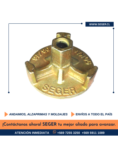 TUERCA PLATO FIJA SEGER 15/17 x 110 MM C/ 3 ALAS