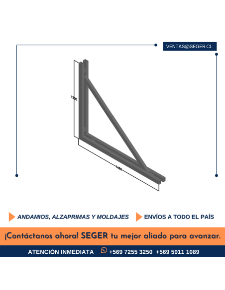 ESCUADRA TREPANTE 1200 x 1460 mm PARA MOLDAJE