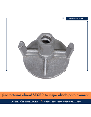 TUERCA PLATO FIJA ´STD´ 15/17 x 100 MM C/ 2 ALAS PARA MOLDAJE