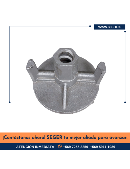 TUERCA PLATO FIJA ´STD´ 15/17 x 100 MM C/ 2 ALAS PARA MOLDAJE