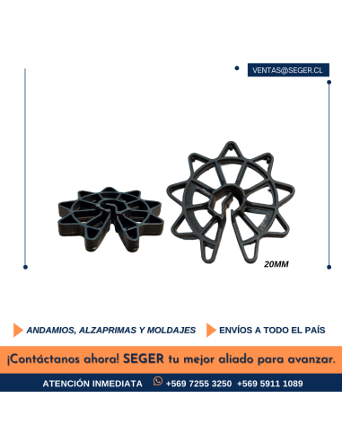 SEPARADOR RUEDA PLASTICO 20MM PARA MOLDAJE
