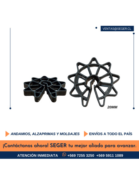 SEPARADOR RUEDA PLASTICO 20MM PARA MOLDAJE
