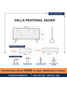 Valla Peatonal SEGER 2.50mt | Pintura al Horno | Stock Hoy 2