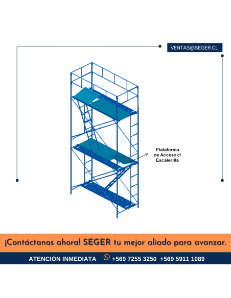 PLATAFORMA DE ACCESO CON ESCALERILLA 65CM X 2.25MT