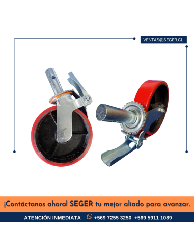 RUEDA 8″ NYLON GIRATORIA CON FRENO