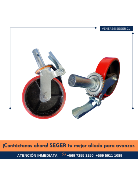 RUEDA 8″ NYLON GIRATORIA CON FRENO