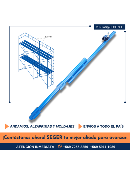 Bastón Euro con Abrazadera para Andamio | Seguridad SEGER